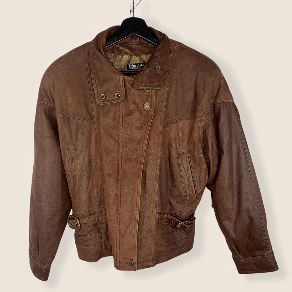 Vintage 80s Wilsons Leather Adventure Bound Bomber Jacket Small